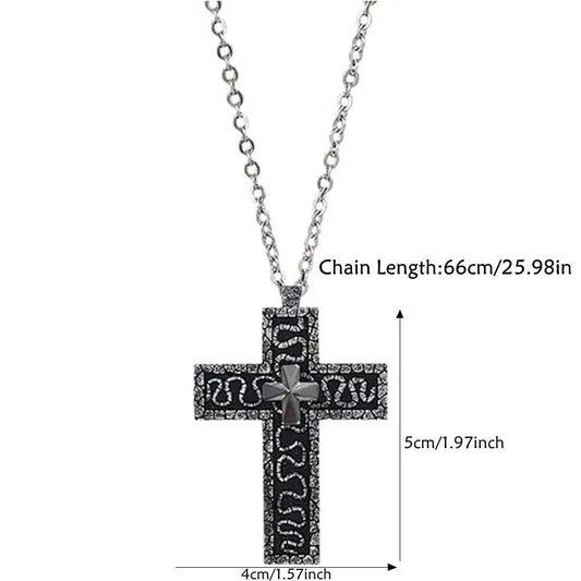 with Secret Compartment Cross Pendant Necklace Openable Stainless Steel Chain Pendant Necklace Vintage 3D Printed Charm Jewelry SS69