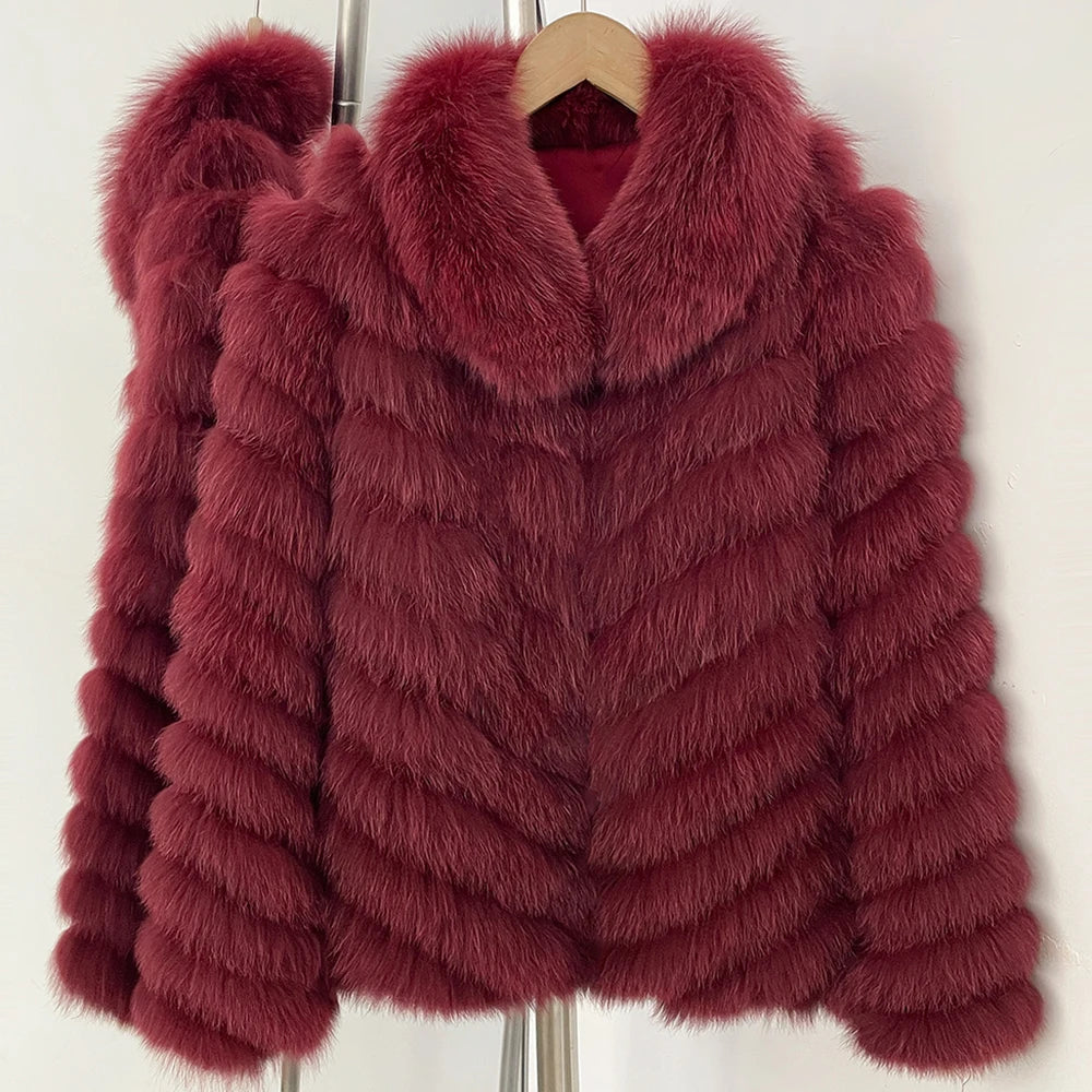 OFTBUY Women's Real Fox Fur Coat - Thick Warm Winter Jacket