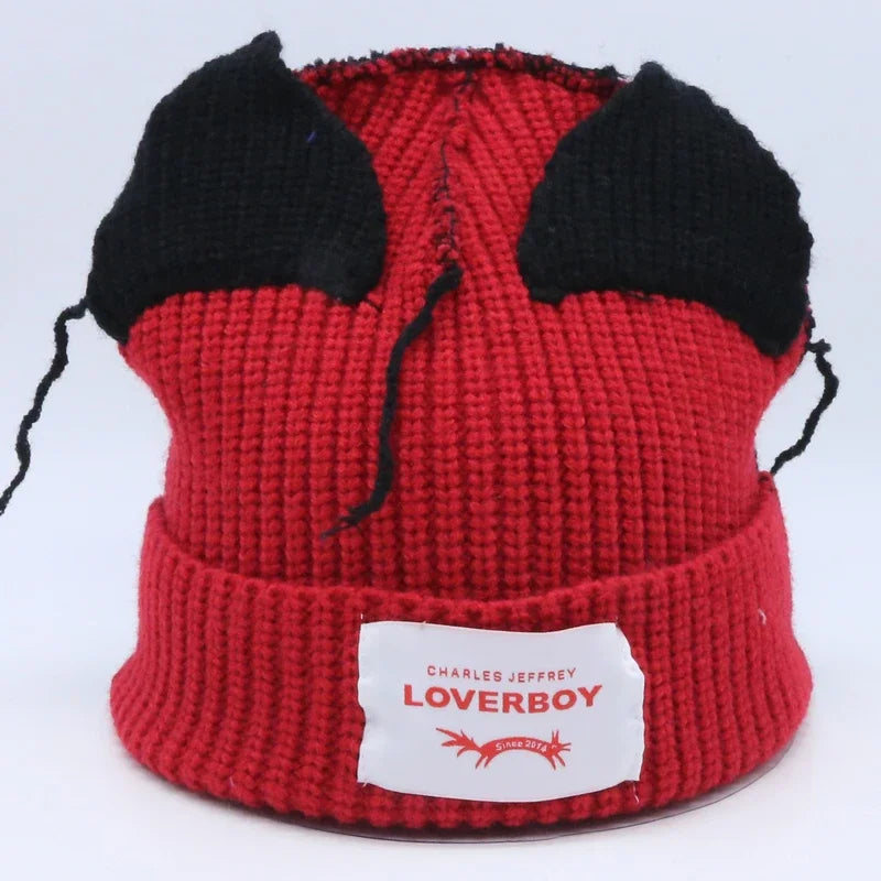Long fox Ears Knitted Hat Men Women Rabbit Ear Warm Crochet Beanies Kpop Hip Hop Hat Winter Skullies Cap Y2k Christmas Gifty