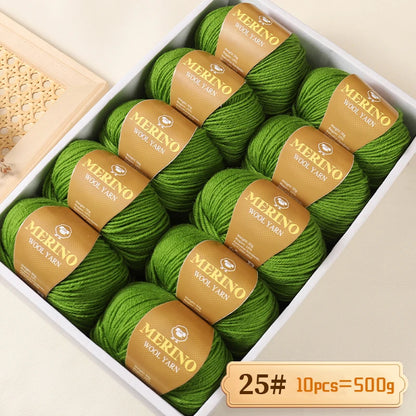 500g of High-Quality 212 Medium-Fine Alpaca Wool Yarn, Suitable for Knitting Sweaters, Scarves, and Hats, 10 Skeins/Pack
