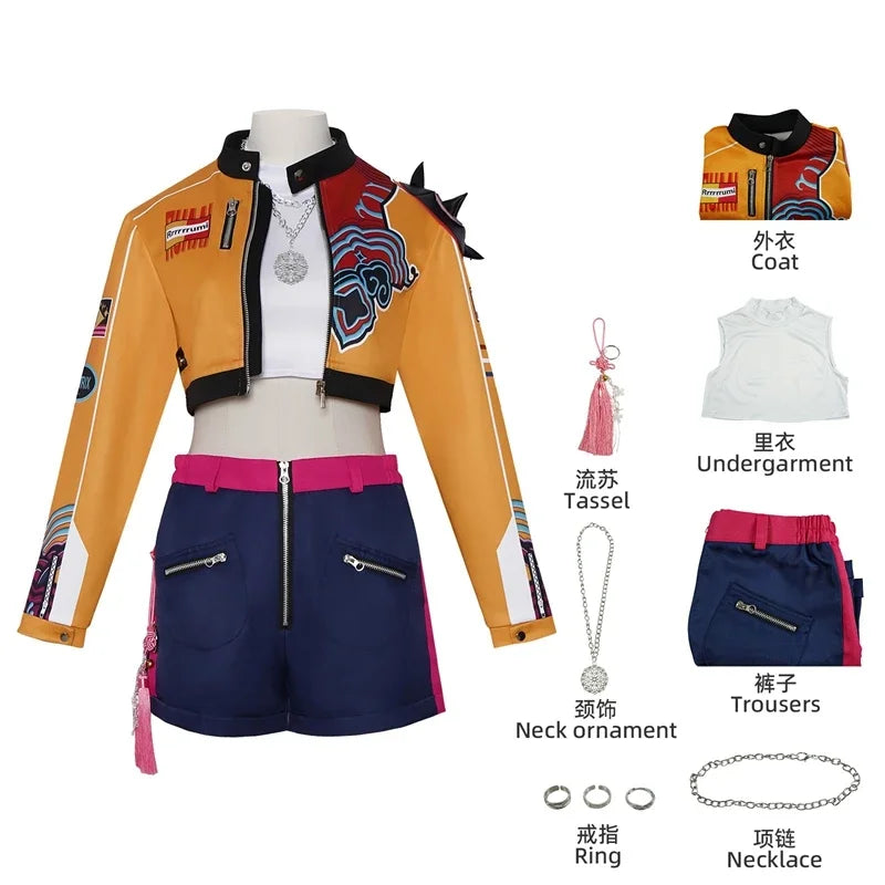 Kids Rumi Zoey Mira Cosplay KPop Demon Hunters Costume Women Girls Black Golden Suit Saja Boys Halloween Role Playing Outfits