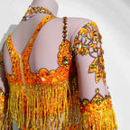 Custom rhinestones bodysuit tassels women Celebrate stage Team pole dance club party fashion leotard clothing