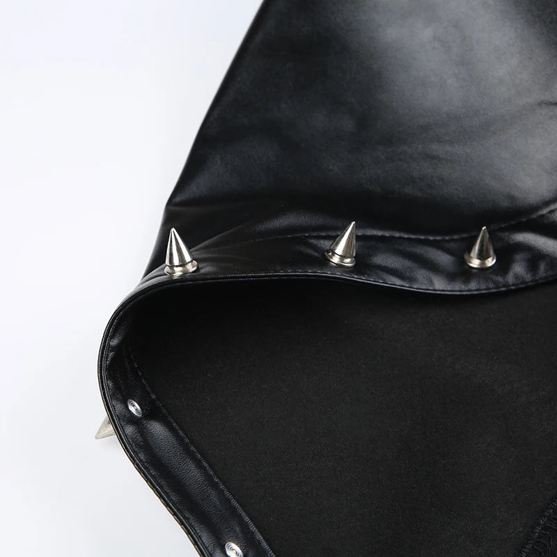 Darlingaga Strewtwear Punk Style Rivet Party Crop Top Bra Fashion Clubwear Hooded Sexy Tops Camisole Backless Lace Up Grunge New SS69