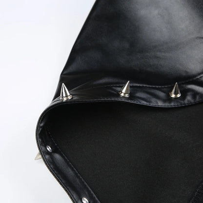 Darlingaga Strewtwear Punk Style Rivet Party Crop Top Bra Fashion Clubwear Hooded Sexy Tops Camisole Backless Lace Up Grunge New SS69