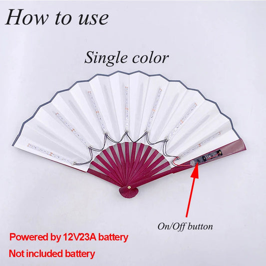 Beautiful Costumes Accessory Props Hand Fans 7 Colors For Choice Men Women Cool Decorative Glow Fan Light Up Disco Dance Night SS69