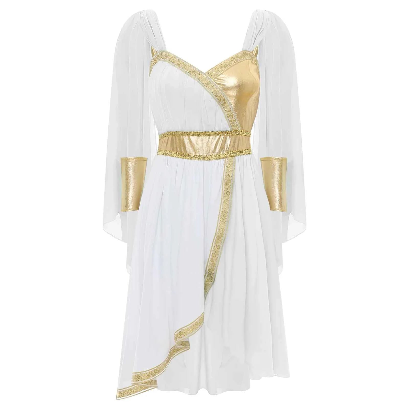 SS69 Women Ancient Greek Goddess Cosplay Costume Chiffon Sleeveless Dress