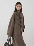 CHIC VEN Women's Wool Blend Turtleneck Long Coat with Button Detail