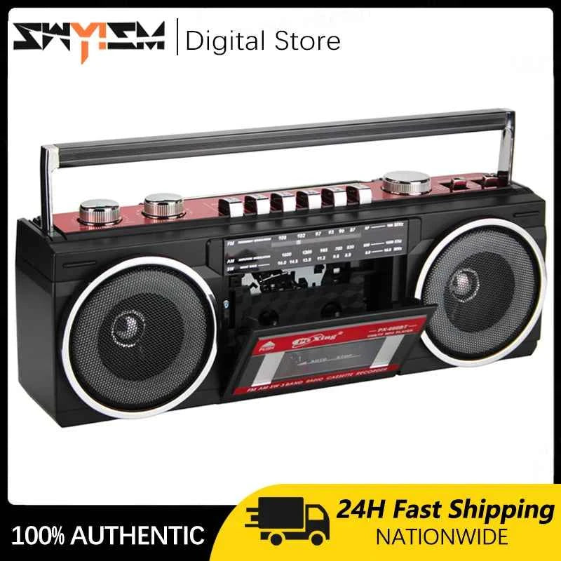 Desktop Retro Cassette Recorder Player With Am Fm Sw Portable Player Wireless Bluetooth Speaker Radio Auto Stop Tape FM Radio