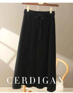 Autumn And Winter100% Pure Wool Skirt Women's Long Pocket Small A Skirt High Waist Slim Cashmere Knit A-Line Skirt