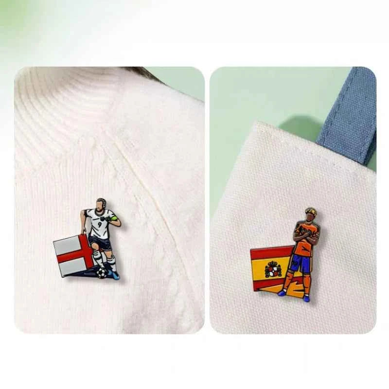 2026 USA Canada Mexico Football Pin Badge Cartoon Alloy Unisex Soccer Player Souvenir Brooch DIY Clothes Bags Hat Scarf Jeans