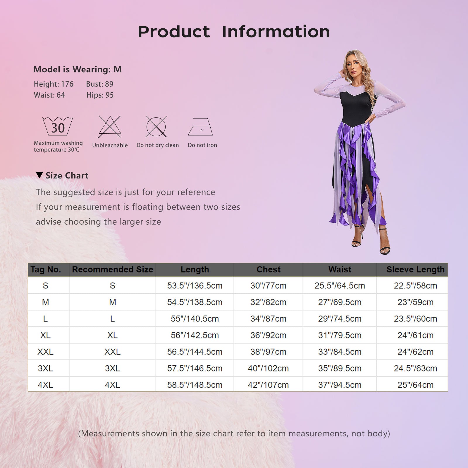 Women Ursula‘s Dress Halloween Carnival Mermaid Octopus Sea Witch Cosplay Costume Long Sleeve Mesh Asymmetrical Hem Dresses