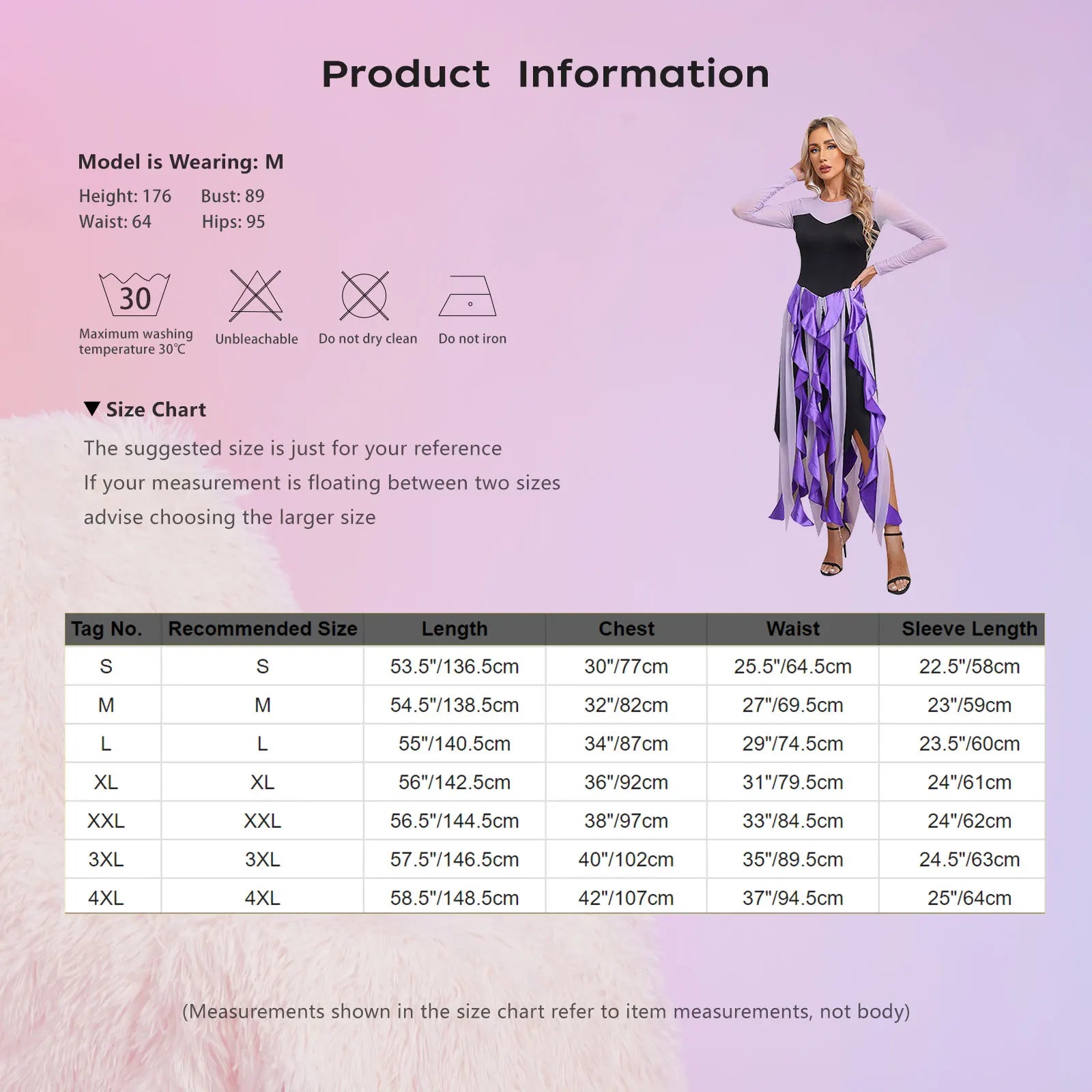 Women Ursula‘s Dress Halloween Carnival Mermaid Octopus Sea Witch Cosplay Costume Long Sleeve Mesh Asymmetrical Hem Dresses