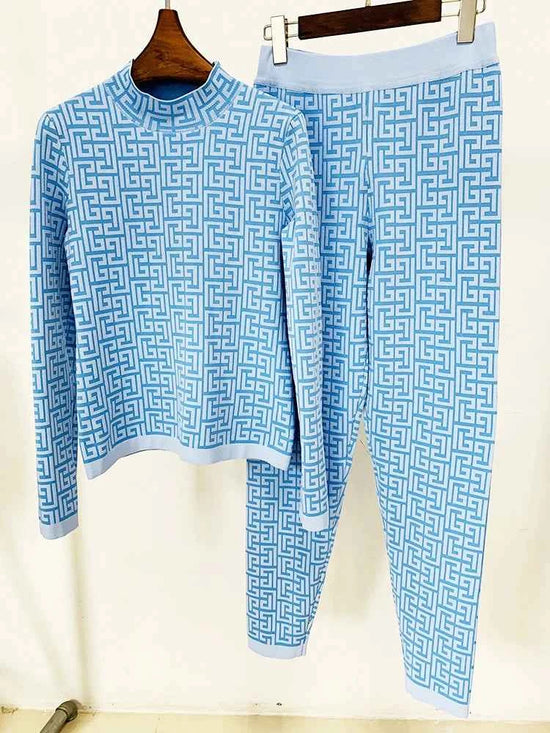 HIGH STREET Newest 2025 Designer Fashion Women's Geometric Monogram Jacquard Knit Pullover Sweater