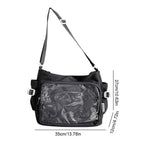 Women Ita Bag Japanese Style Shoulder Purse with Clear Window Cartoon Book Bag Multi-pockets Adjustable Strap Trendy Outdoor Bag