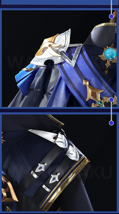 【Ready For Ship】Lohen Cosplay Costume Game Genshin Impact【S-2XL】WakuWaku-R Men Lohen Knights of Favonius Wig Plus Size