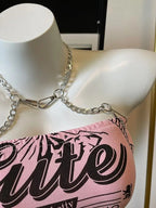 Crop Tops Fashion Summer Tanks Women Clothing Sweet Pink Letter Backless Tunic Camis Harajuku Chain Sexy Y2k Vest Ropa Mujer SS69