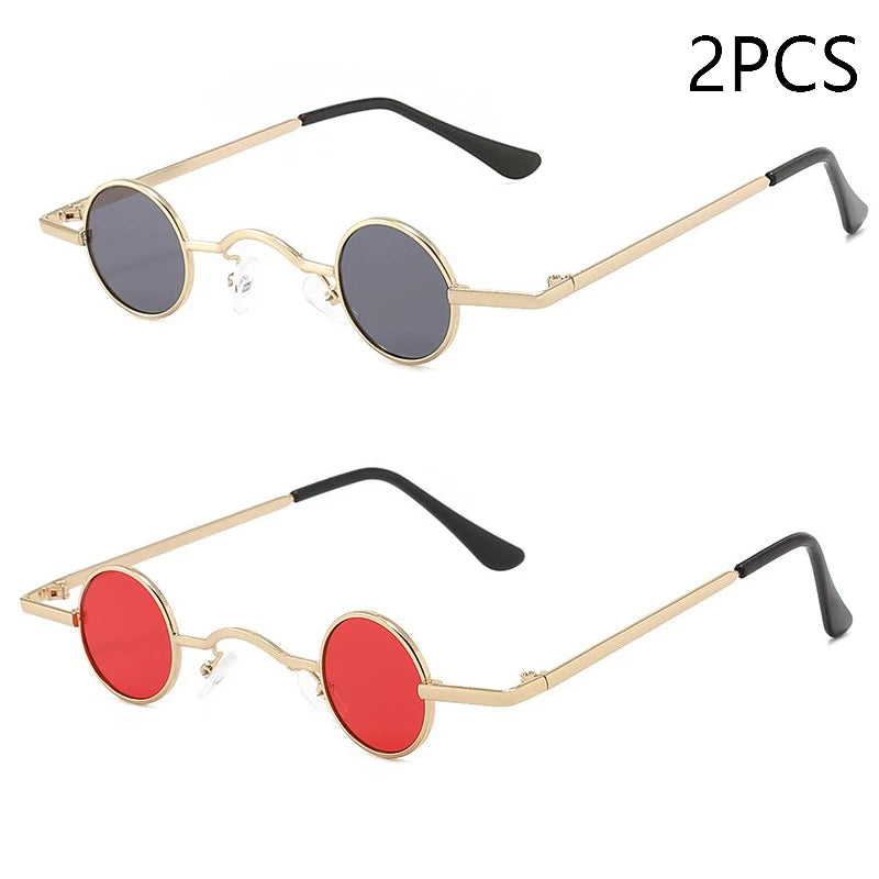 Vintage Rock Punk Man Sunglasses Classic Small Round Sunglasses Women Wide Bridge Metal Frame Black Lens Driving Eyewear SS69 8.69 MULTI