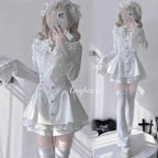 2025 Autumn Gothic Lolita Dress Sweet Heart Black Bow - Elegant Long Sleeve Short Dress with Lace Trim Slim Fit Waist for Women
