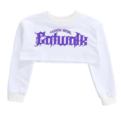 Children Street Dance Outfits Kids Streetwear Group Jazz Clothes Sets Hip Hop Girls Fashion K-pop Crop Top Purple Cargo Pants