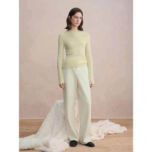 DUSHU Seamless Half-high Collar Pure Wool Pullovers Women Plus Size Autumn Winter Bottoming Sweater Solid Soft Breathable Tops