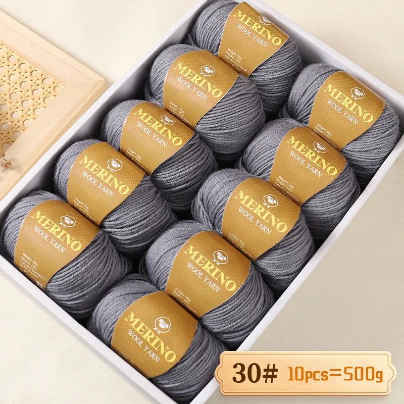 500g of High-Quality 212 Medium-Fine Alpaca Wool Yarn, Suitable for Knitting Sweaters, Scarves, and Hats, 10 Skeins/Pack