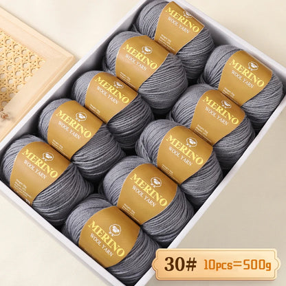 500g of High-Quality 212 Medium-Fine Alpaca Wool Yarn, Suitable for Knitting Sweaters, Scarves, and Hats, 10 Skeins/Pack