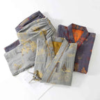 Men's Spring and Autumn Kimono Robes with Long Pants Pajamas Set Home Clothes Cotton Loose Pijama Masculino Clothes
