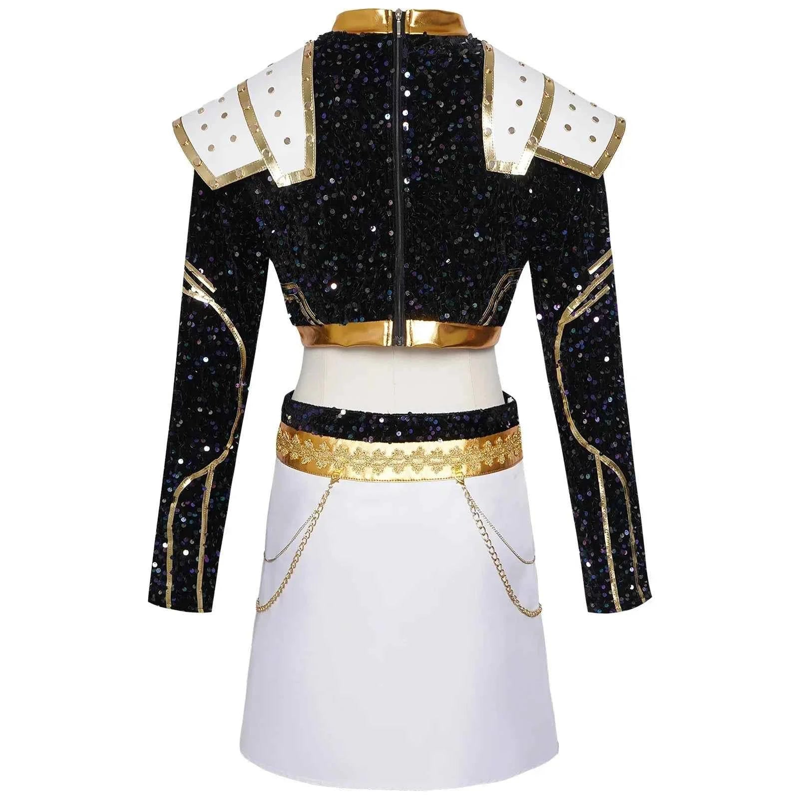 Kids Rumi Zoey Mira Cosplay KPop Demon Hunters Costume Women Girls Black Golden Suit Saja Boys Halloween Role Playing Outfits