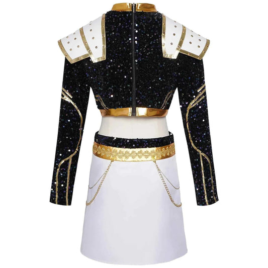 Kids Rumi Zoey Mira Cosplay KPop Demon Hunters Costume Women Girls Black Golden Suit Saja Boys Halloween Role Playing Outfits