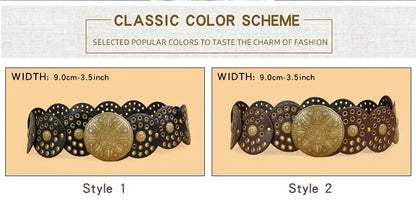 SS69 Women's Y2K Vintage Rivet Patchwork Wide Faux Leather Waist Belt