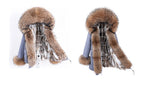 Maomaokong Winter Women Parka Cotton Jacket Real Fur Coat Natural Fox Fur Hooded Rabbit Fur Liner Thick Warm Outerwear Female