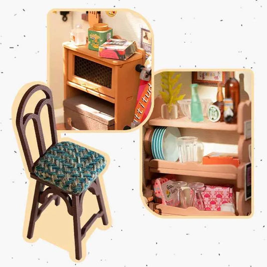 Robotime Rolife Miniature House for Kids Adult  Homey Kitchen Pre-painted Dollhouse Building Blocks Set 3D Wooden Puzzle Toys
