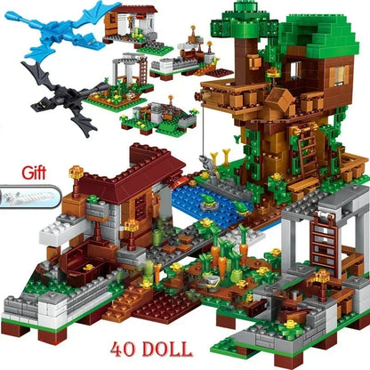 2024 NEW Compatible My World Minecraftinglys Building Village City Tree House Waterfall Warhorse Bricks Toys For Children Gifts SS69 49.69 No Box