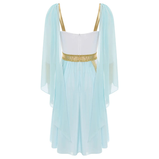 SS69 Women Ancient Greek Goddess Cosplay Costume Chiffon Sleeveless Dress