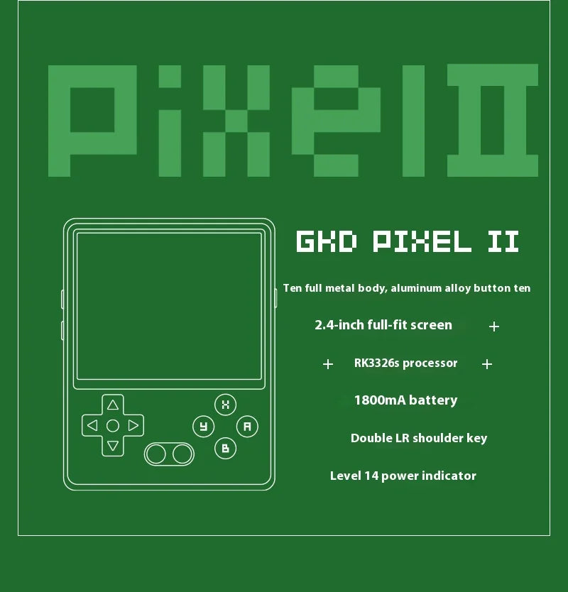 Gkd Pixel 2 Handheld Game Console Portable Retro Nostalgia Game Console Arcade Game Full Metal Body Cnc Gamer Customized Gift SS69