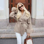 TARUXY Fox Fur Woolen Coats Women's Short Coat Office Lady Removable Elegant Double-sided Wool Overcoat 2025 New Cardigan Jacket