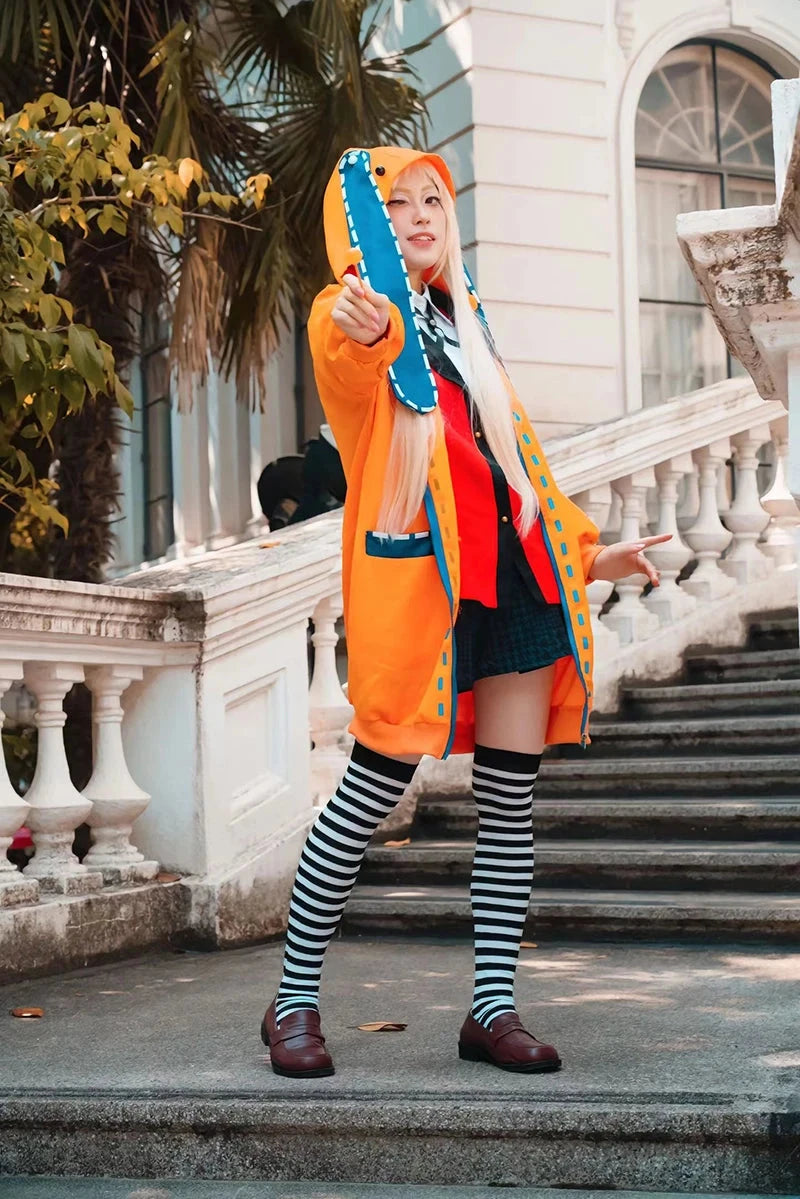 Anime Kakegurui Cosplay Costume Kirari Momobami Uniform Yumeko Sayaka Compulsive Gambler Japanese School Girl Pleated Skirt Suit SS69
