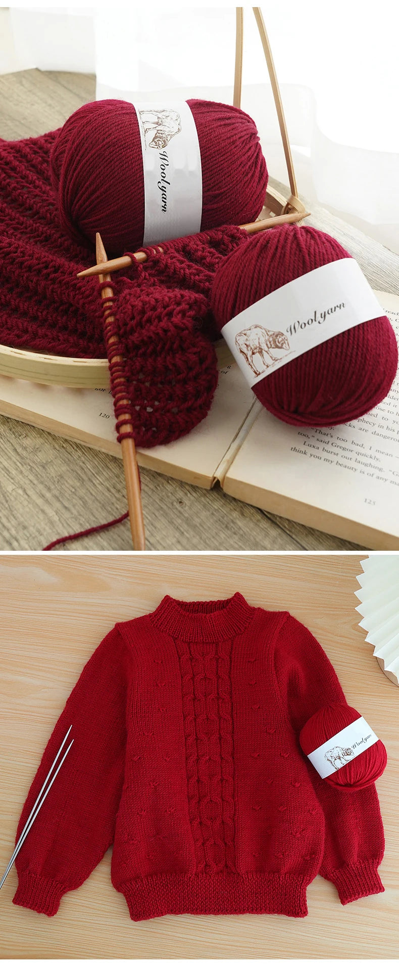 500g pure wool yarn fine count cashmere medium coarse yarn for making warm sweaters and scarves for autumn and winter