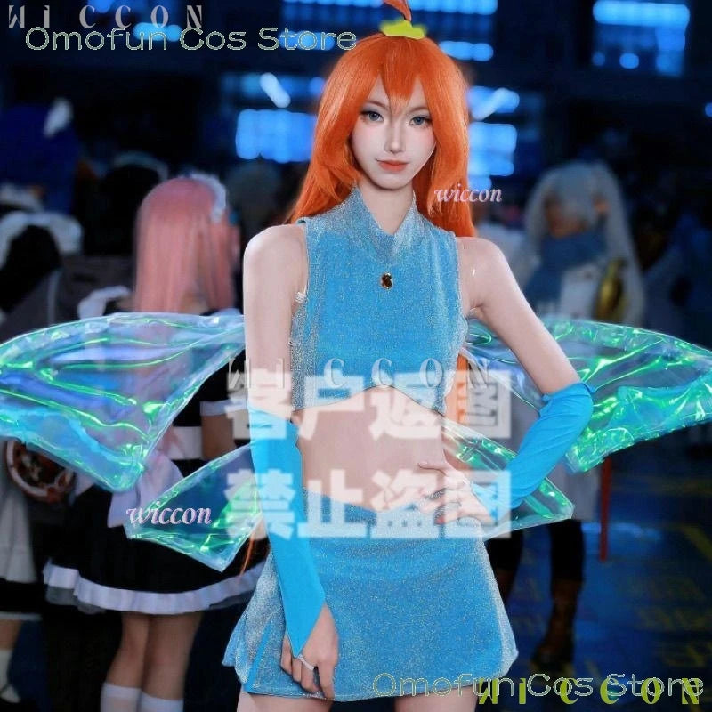 Anime Club Cartoon Princess Bloom Cosplay Shiny Skirt Adult Women Girls Style Clothes Halloween Party Dress-up Blue Suit