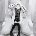 Mauroicardi Women's Black Faux Fur Coat with Bunny Ears