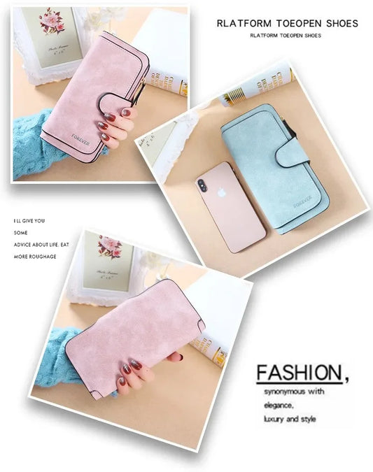 ZeAiLi Long PU Leather Clutch Wallet with Animal Paw and Butterfly Print
