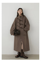 CHIC VEN Women Long Woolen Coats Single Breasted Loose Stand Collar Cow Horn Buttoned Office Ladies Overcoat Autumn Winter 2026