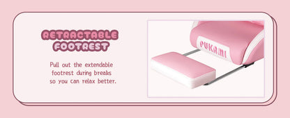 Pink Gaming Chair Cute with Cat Ears and Cat Paw Lumbar Cushion, Ergonomic Computer Chair for Girl with Footrest and Headrest SS69