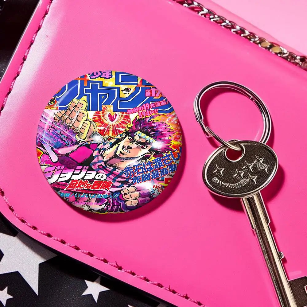 Anime JoJo Bizarre Adventure Soft Button Pin Round Metal Badge Lapel Pin Parts Gift Friends Kid Jewelry