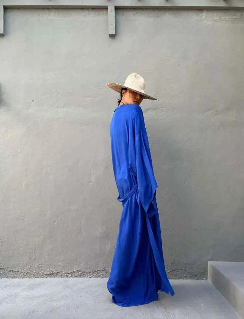 Solid Beach Cover Up Women Self Belted Wrap Kimono Dress Swimsuit 2025 New Robe Summer Beachwear Factory Supply