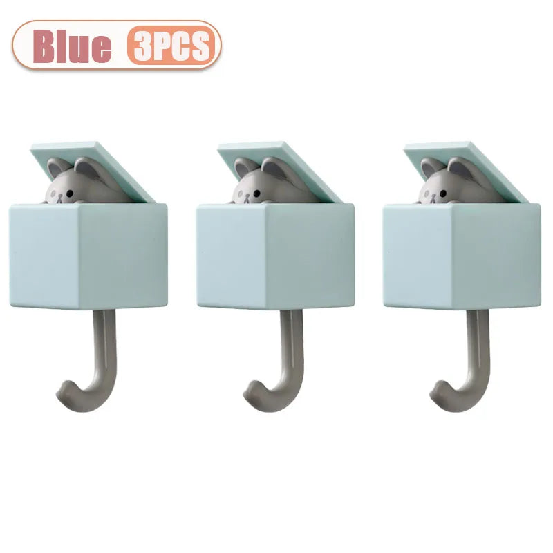 Self-Adhesive Cat Wall Hooks, Cute Animal Decorative Hanger