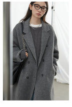 CHIC VEN Women Woolen Coat Double-breasted Basic Loose Casual Retro New Long Double-sided Female Overcoat Autumn Winter 2026