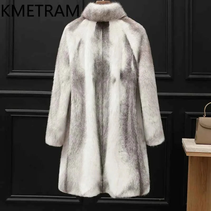 KMETRAM 100% Cross Mink Fur Jacket Woman Mid Length Real Fur Coat Winter Women Clothing Furry Jackets 2025 шуба женская