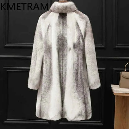 KMETRAM 100% Cross Mink Fur Jacket Woman Mid Length Real Fur Coat Winter Women Clothing Furry Jackets 2025 шуба женская