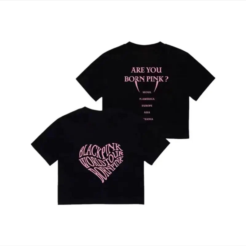 Crop Navel Baring Sport T-shirt Cotton Kpop BP Concert T-Shirts Fashion Summer Clothes Women Pink Clothes Sport Short Sleeves SS69 20.69 1 / S